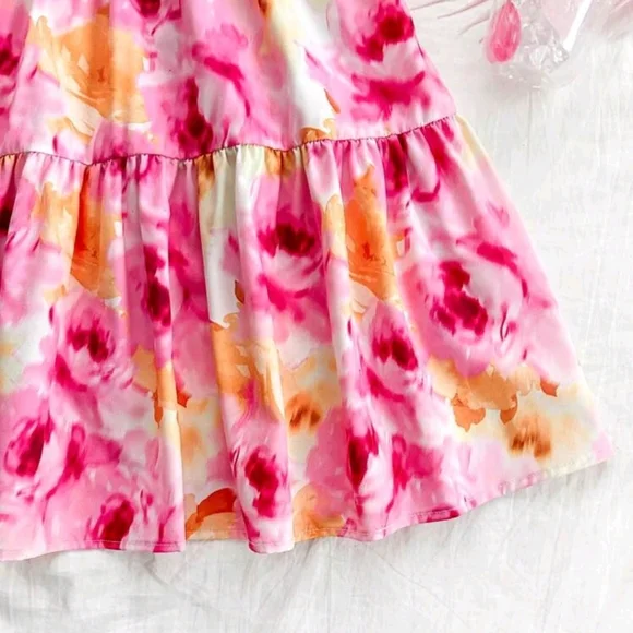 Soleia Floral Printed Spaghetti Strap Backless A-Line Swing Dress For - Picture 4 of 5